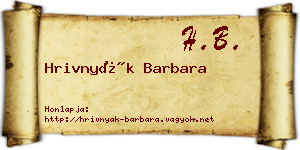 Hrivnyák Barbara névjegykártya